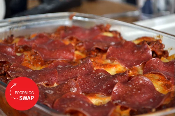Foodblogswap: Marina's Spaghetti Pizza bake 1 spaghetti pizza bake