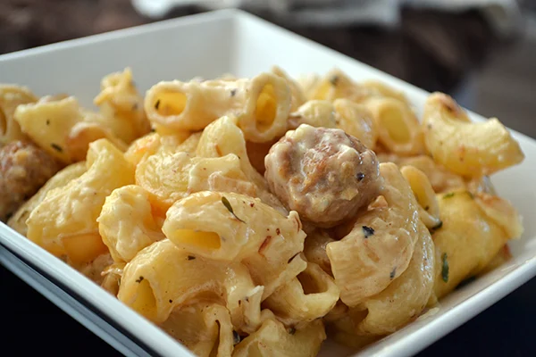 Drie kazen ovenpasta met pittig vlees 1 Drie kazen ovenpasta