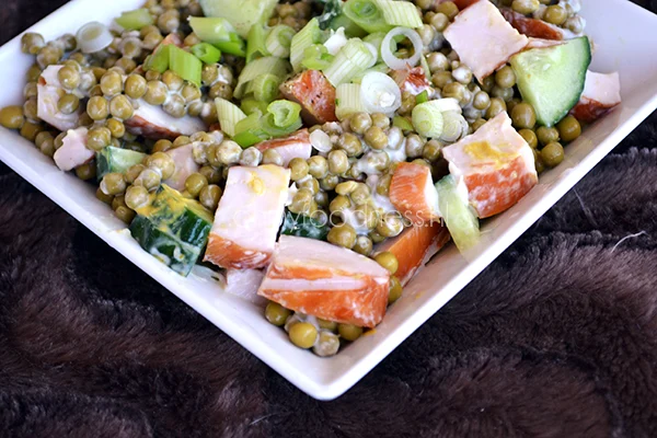 Doperwtensalade met gerookte kip 2 doperwtensalade