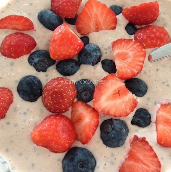 Overnight oats met zomerfruit 1 overnight oats