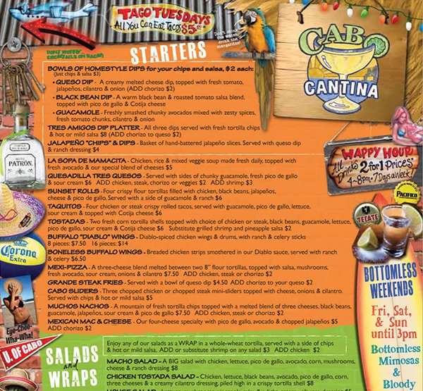 Hotspot Los Angeles: Cabo Cantina 2 menukaart