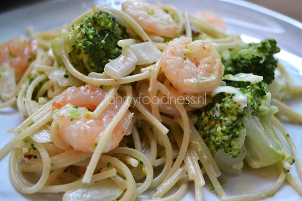Pittige pasta met garnalen 1 Pittige garnalen pasta 1