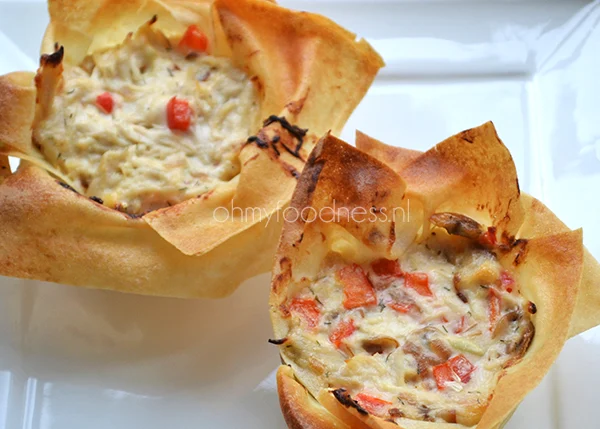Super Healthy Sunday: Filodeegtaartjes met kip 2 filodeegtaartjes met kip
