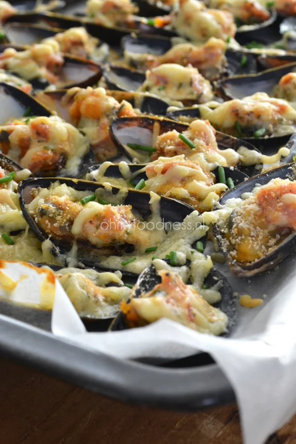 gegratineerde mosselen