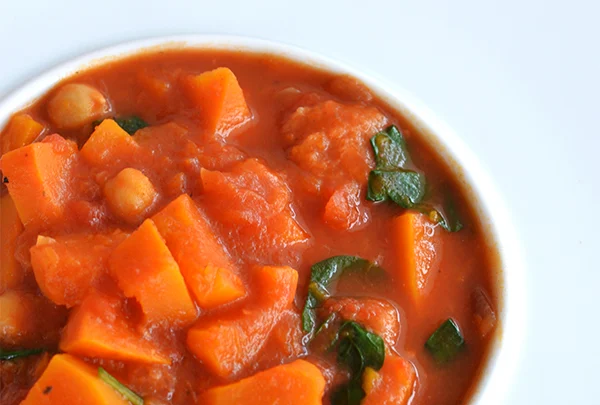 stoofpot van pompoen en kikkererwten