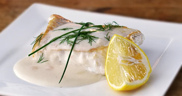 zeewolf in witte wijnsaus