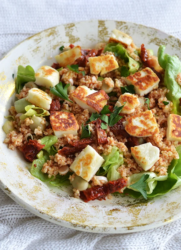 Super Healthy Sunday: Bulgursalade met Halloumi 1 Bulgursalade met halloumi