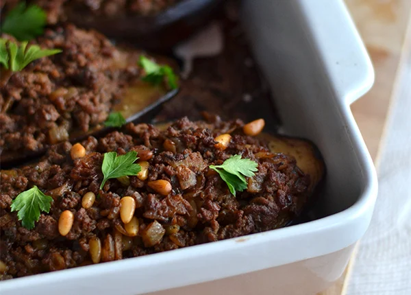 gevulde aubergines met gehakt