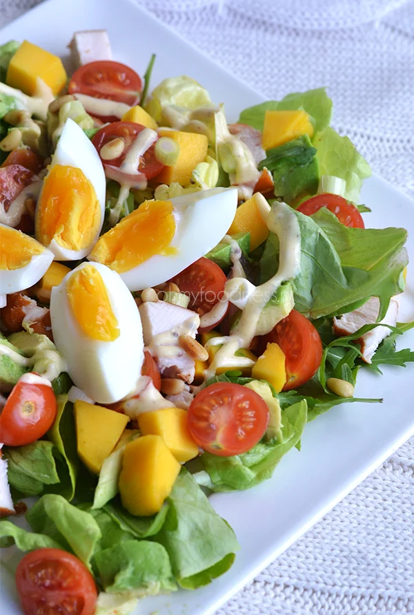 Maaltijdsalade met kip, mango en avocado - Super Healthy Sunday 2 Salade met gerookte kip, avocado en mango
