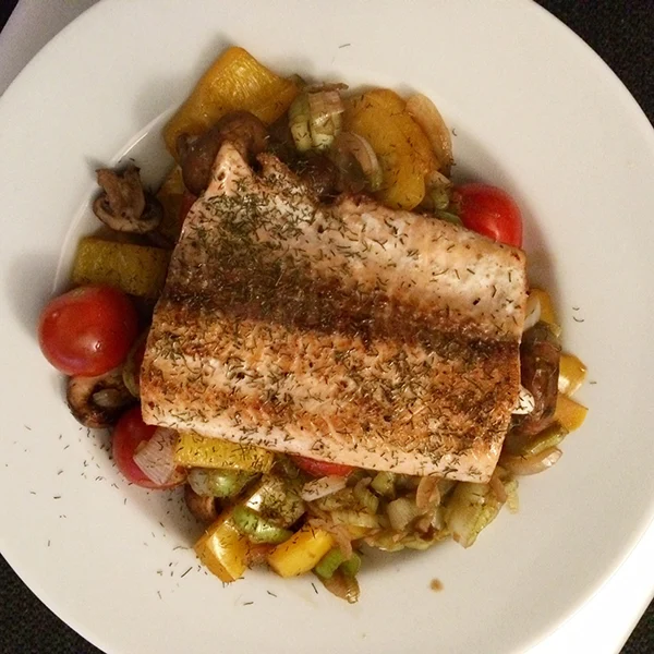 Wat stond er op tafel week 35 - 2014 2 gewokte groenten met zalm