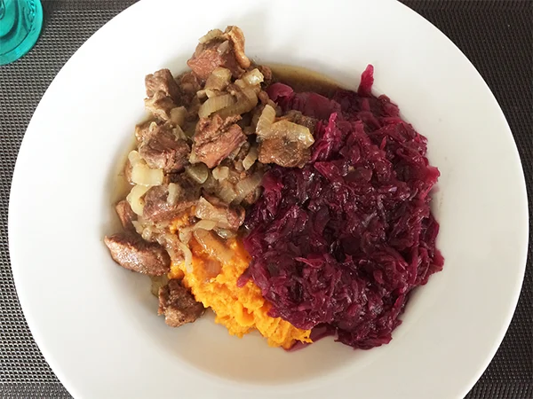 Wat stond er op tafel week 35 - 2014 3 hachee met zoete aardappelpuree en rode kool