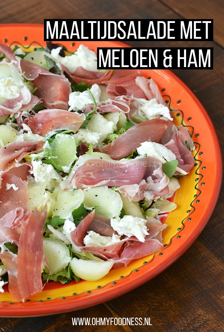 Maaltijdsalade met meloen en ham 2 Maaltijdsalade met meloen en ham