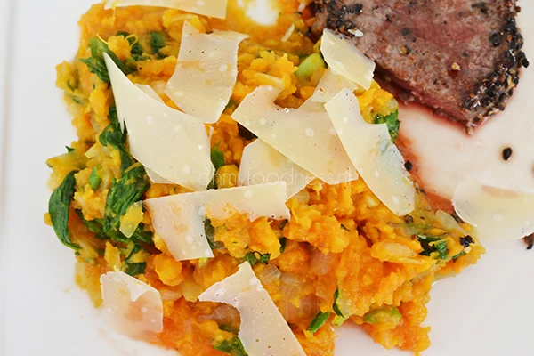 Zoete aardappelstamppot met spinazie en Parmezaan 1 zoete aardappelstamppot