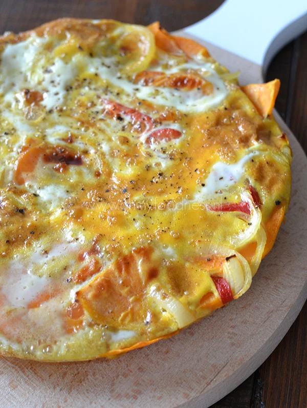 Zoete aardappelfrittata met geroosterde paprika 1 Zoete aardappelfrittata met geroosterde paprika