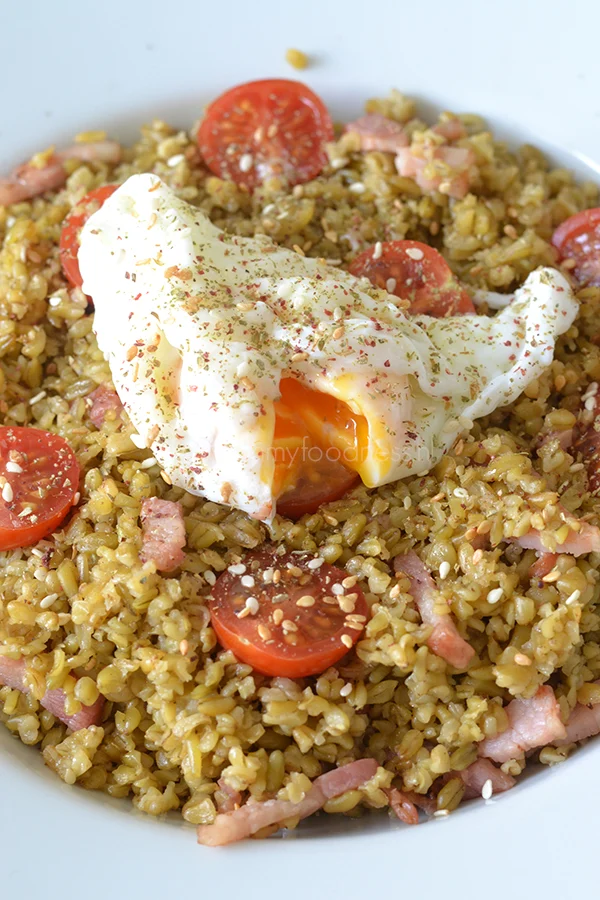 Freekehsalade met gepocheerd ei en Za'Atar 1 Freekehsalade met gepocheerd ei