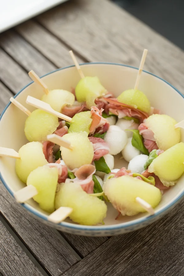 Tapasspiesjes met meloen en ham 1 Tapasspiesjes met meloen en ham