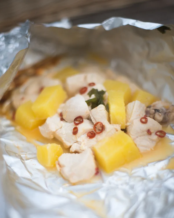 Piña Colada barbecue pakketjes 1 Pina colada pakketjes
