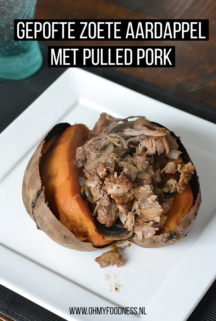 Gepofte zoete aardappel met pulled pork 2 gepofte zoete aardappel pulled pork