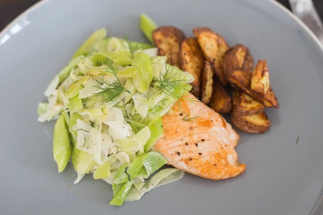 Romige prei met zalm