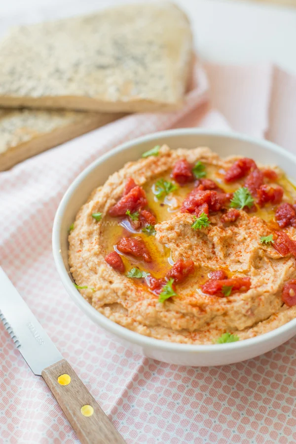 Hummus met zongedroogde tomaat 1 Hummus met zongedroogde tomaat