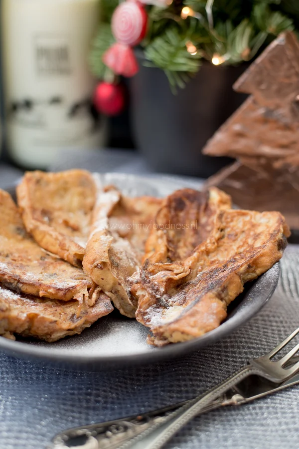 Kerstontbijt: Wentelteefjes van kerststol 1 Wentelteefjes van kerststol