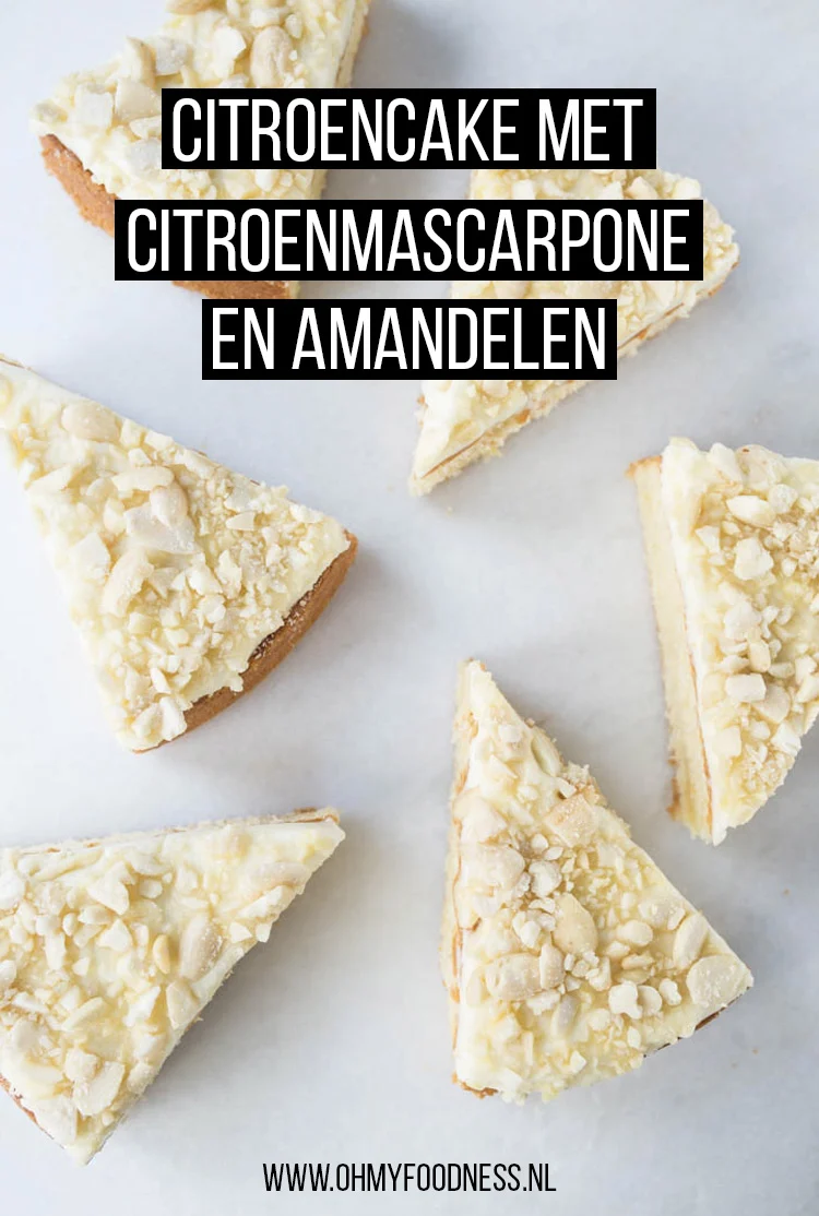 Citroencake met Citroenmascarpone en Amandelen 2 Citroencake met Citroenmascarpone en Amandelen