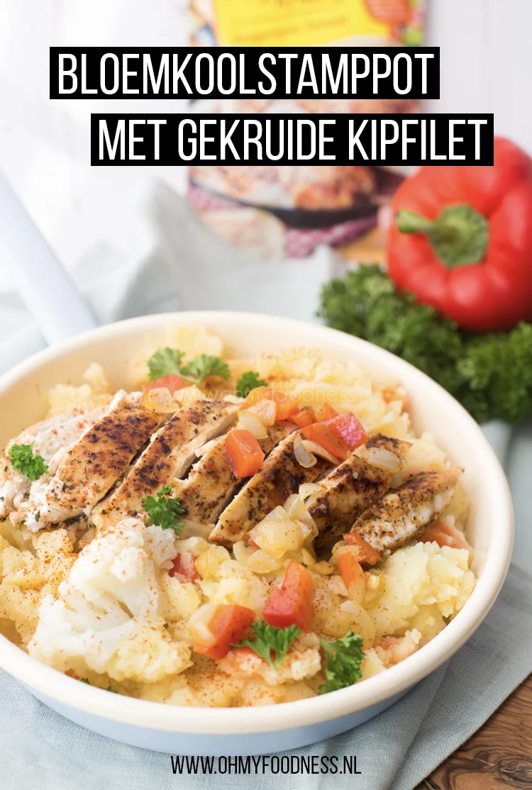 Lichtpittige bloemkoolstamppot met gekruide kipfilet 4 bloemkoolstamppot met gekruide kipfilet