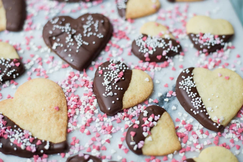 Valentijnskoekjes met chocolade
