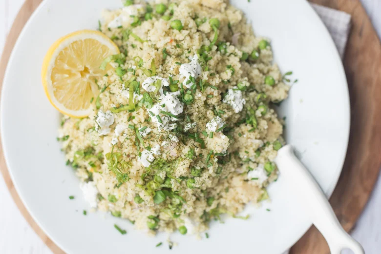 Groene couscoussalade met basilicumvinaigrette 3 Groene couscoussalade met basilicumvinaigrette