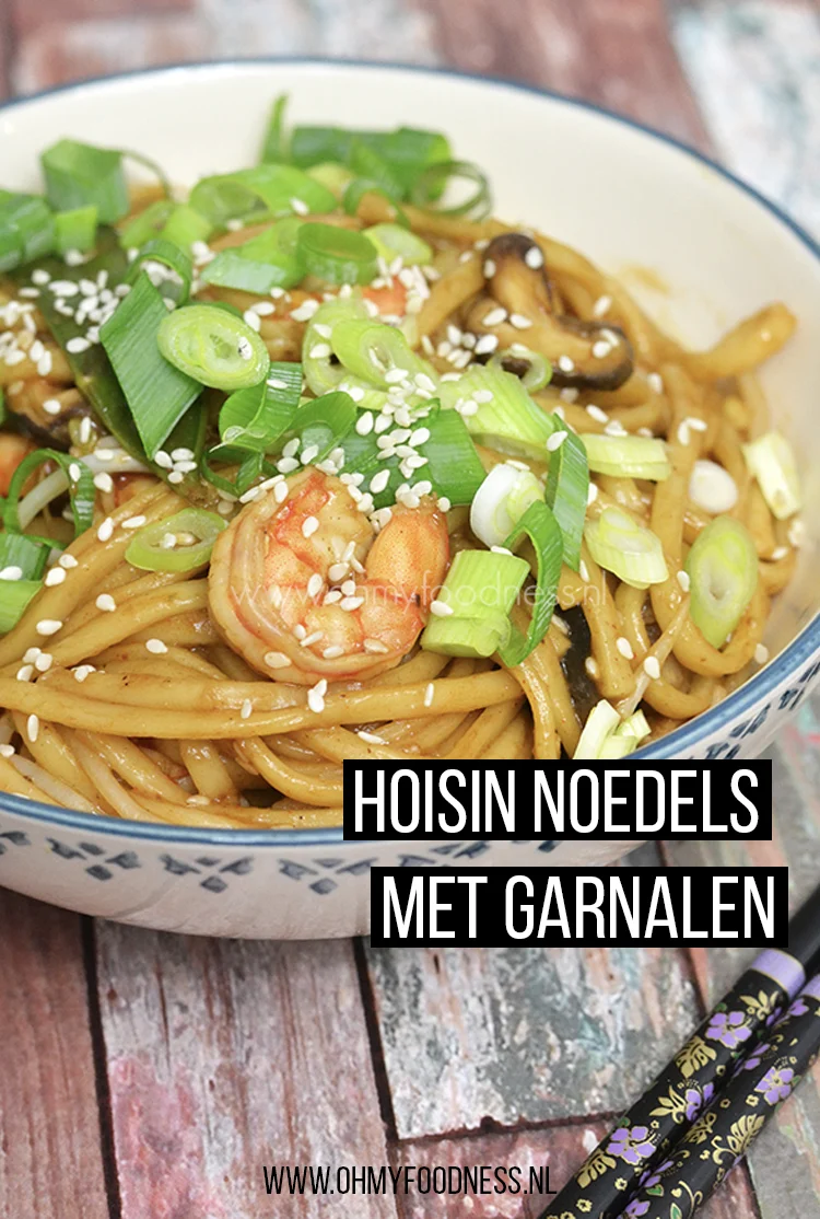 Hoisin Udon noedels met gamba's 2 hoisin noedels met garnalen