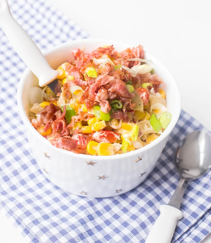 Romige maïs met bacon 1 Romige mais met bacon