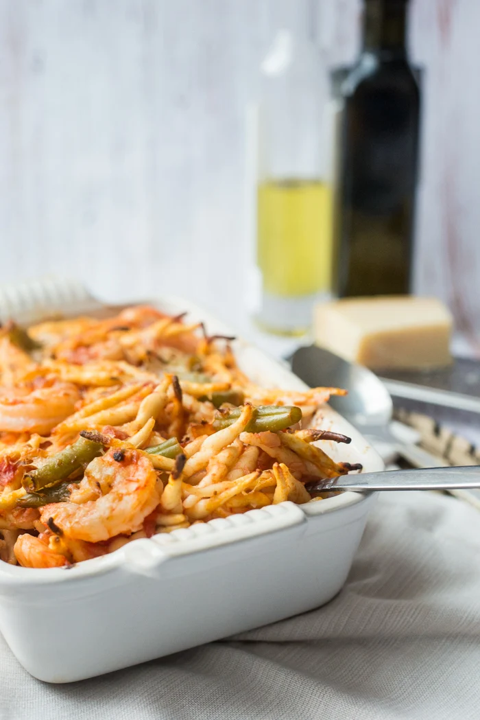 Trofie ovenschotel met gamba's 1 Trofie ovenschotel met gamba's