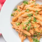 Penne met Hollandse garnalen en paddestoelen