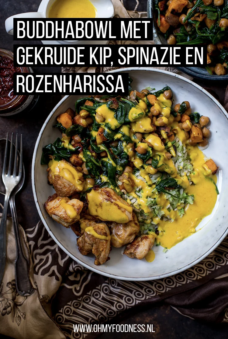 Buddhabowl met gekruide kip, spinazie en rozenharissa 3 Buddhabowl met gekruide kip spinazie rozenharissa