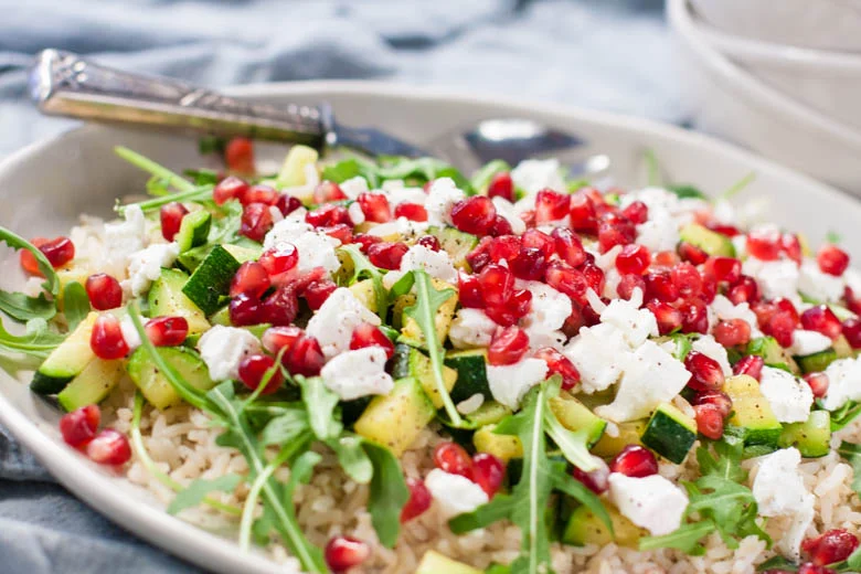 Rijstsalade met geitenkaas en granaatappelpitjes 25 IMG 7906
