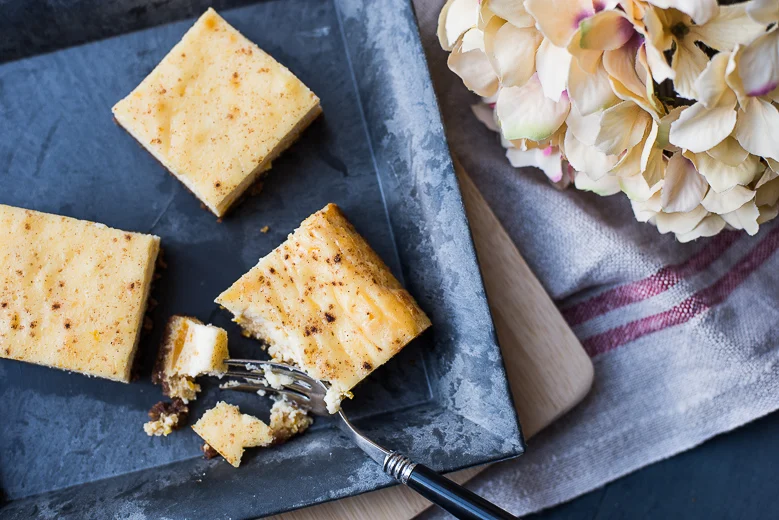 Pompoen-vanille cheesecakebars 2 Pompoen-vanillecheesecakebars