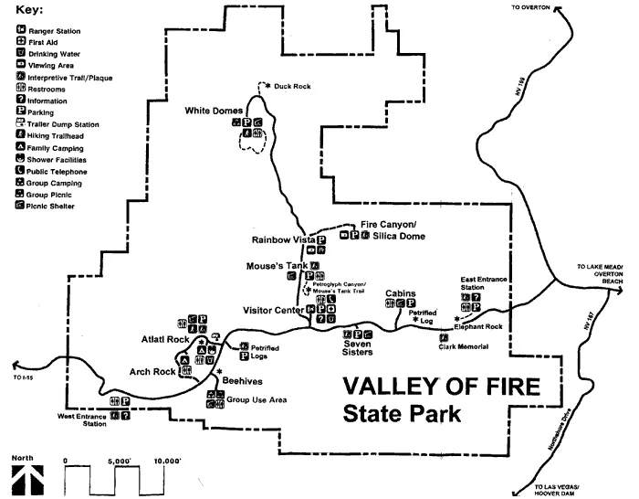Voor op je bucketlist: Valley of Fire 11 Valley of Fire plattegrond