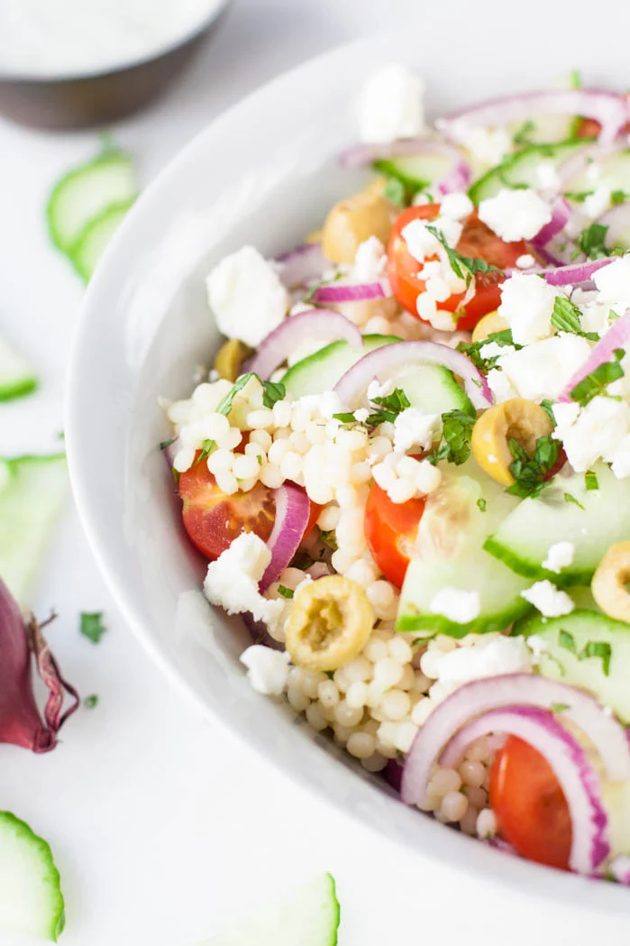Heerlijke Griekse parelcouscous salade 2 griekse couscous salade