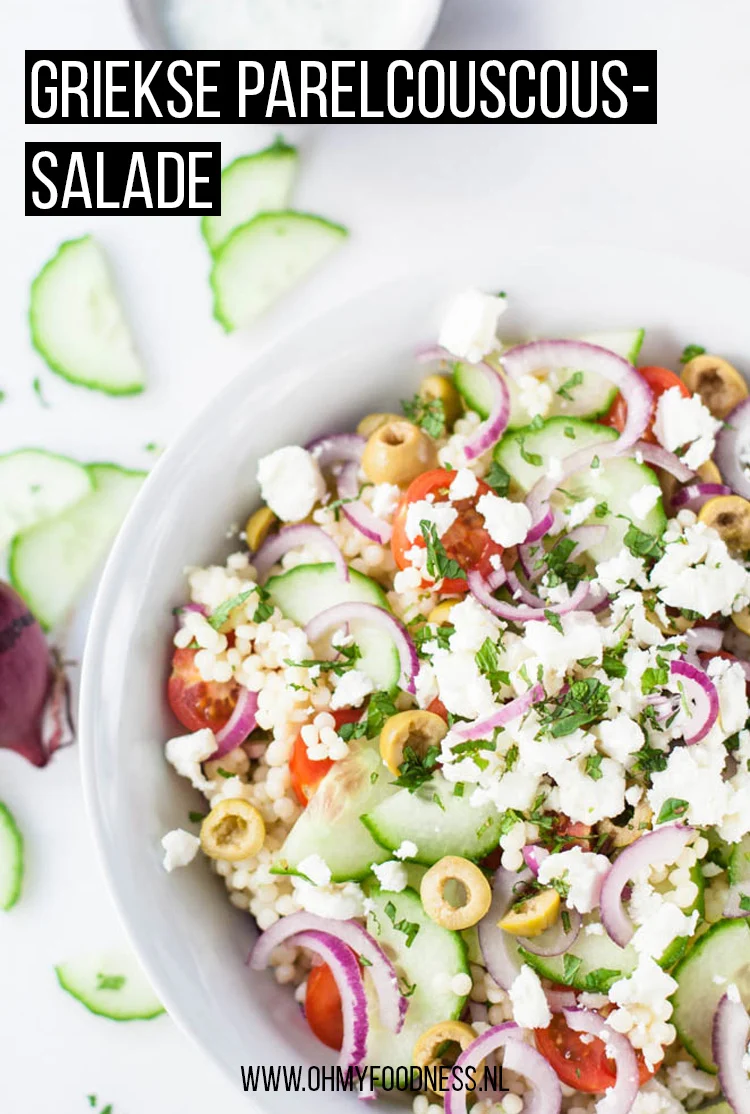 Heerlijke Griekse parelcouscous salade 3 Griekse parelcouscoussalade
