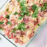 Gegratineerde ovenschotel met witte asperges
