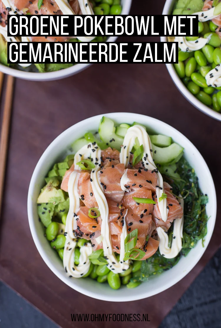 Groene pokébowl met gemarineerde zalm 2 Groene pokebowl met gemarineerde zalm