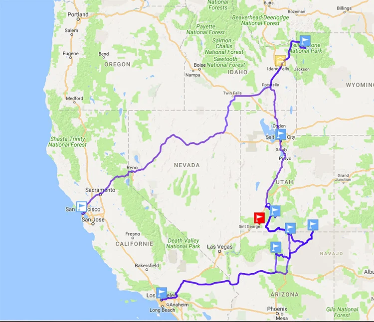 Op de bucketlist: Roadtrip Amerika (route) 3 Route Roadtrip Amerika