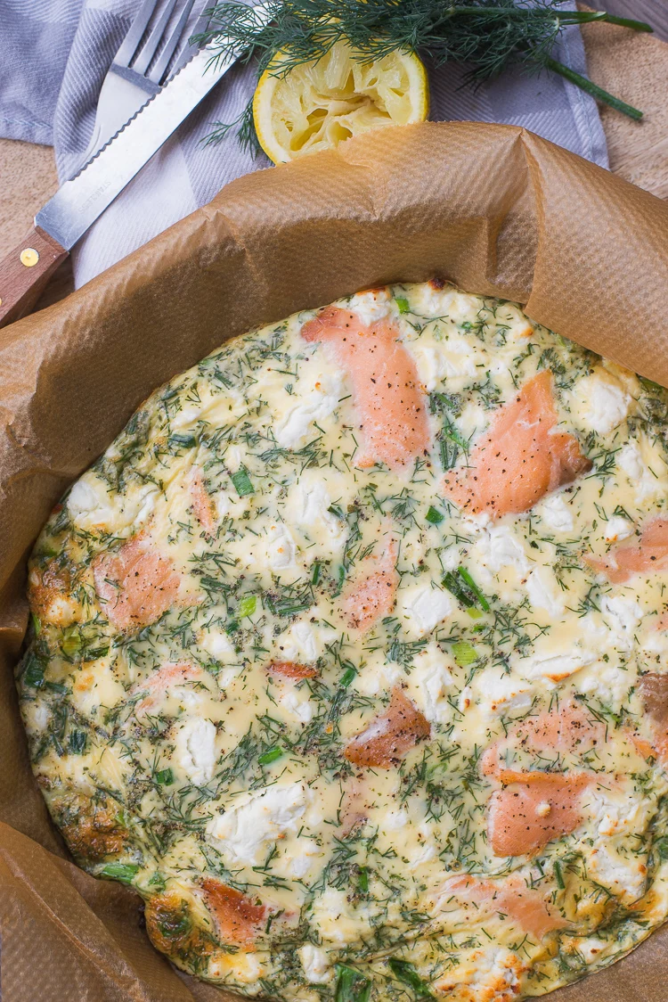 Frittata met gerookte zalm en geitenkaas 1 Frittata met gerookte zalm en geitenkaas