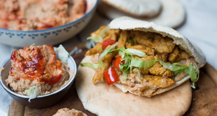 Pita kipshoarma met kapucijnerhummus 4 Pita kipshoarma met kapucijnerhummus