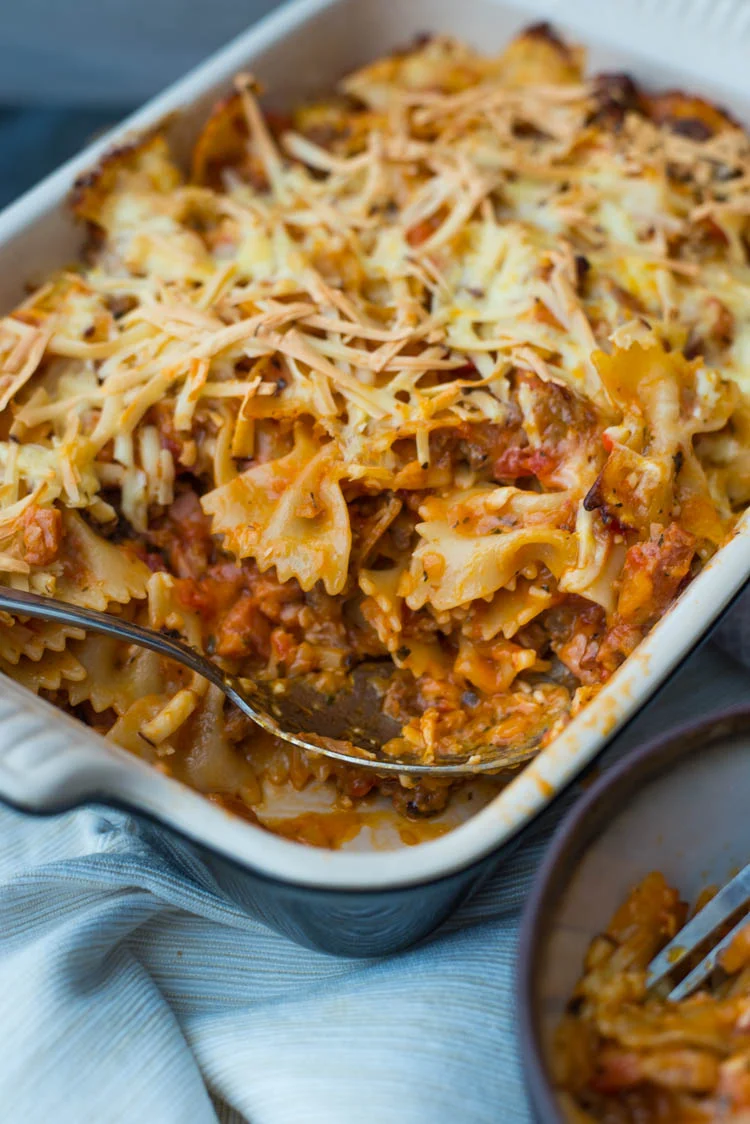 Pastaschotel met gehakt, spek en chorizo 2 Meatlovers pastaschotel