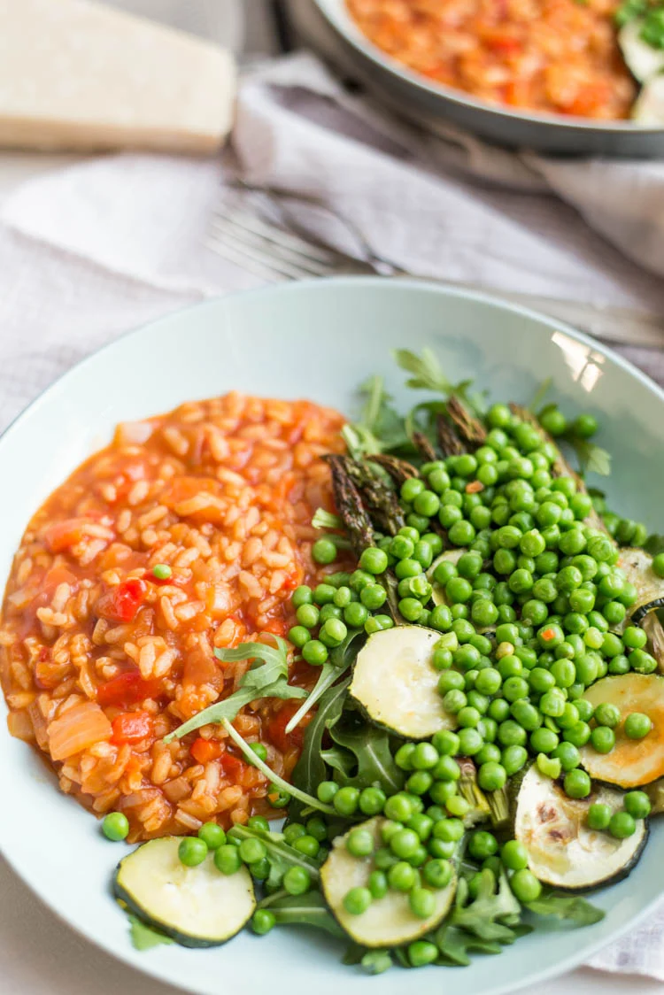 Gegrilde paprikarisotto met groene groenten 2 Gegrilde paprikarisotto met groene groenten
