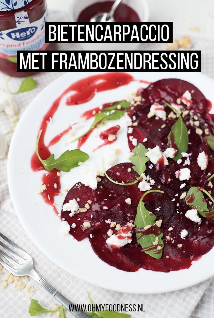 Bietencarpaccio met frambozendressing & geitenkaas 6 bietencarpaccio frambozendressing