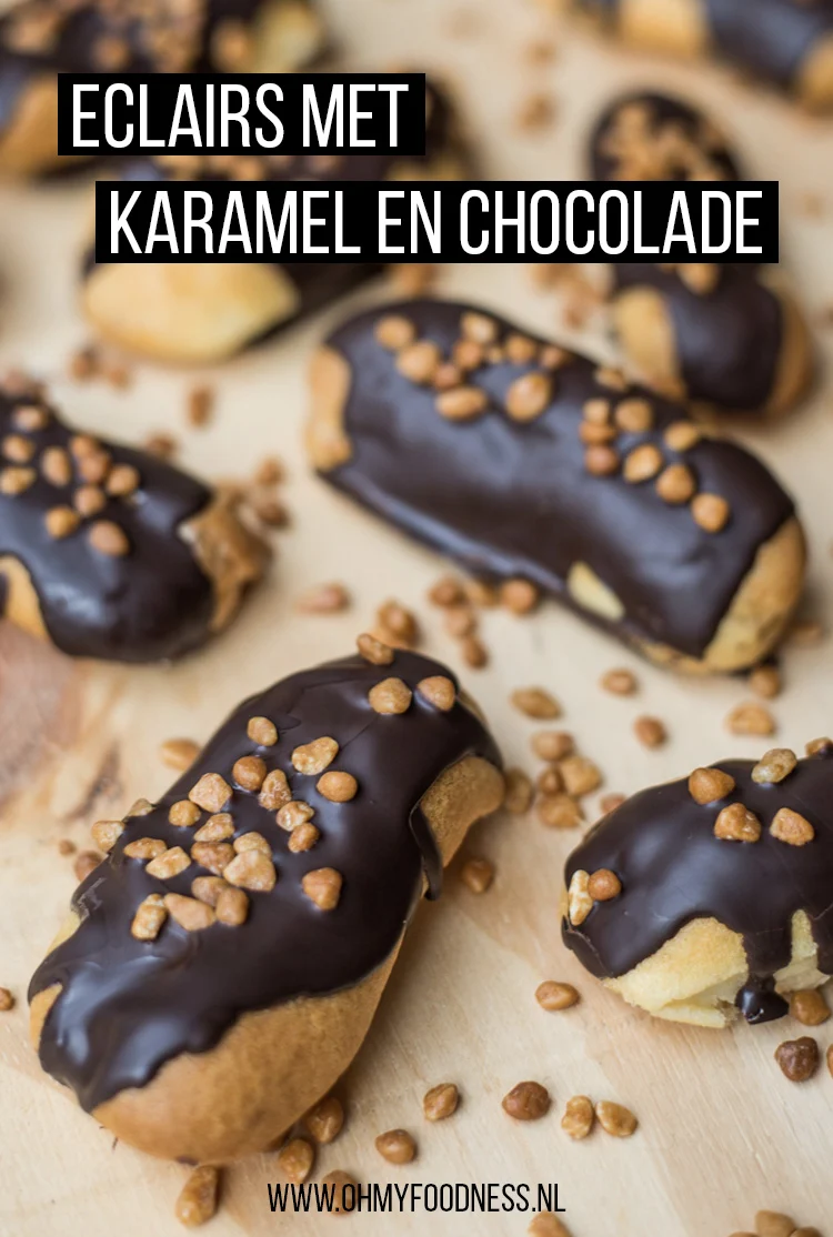 Eclairs met karamel en chocolade 6 Eclairs met karamel en chocolade