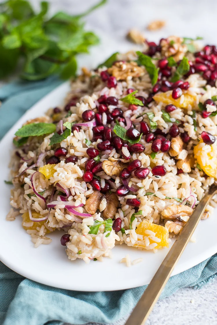 Rijstsalade met geitenkaas en granaatappel 1 Rijstsalade met geitenkaas en granaatappel