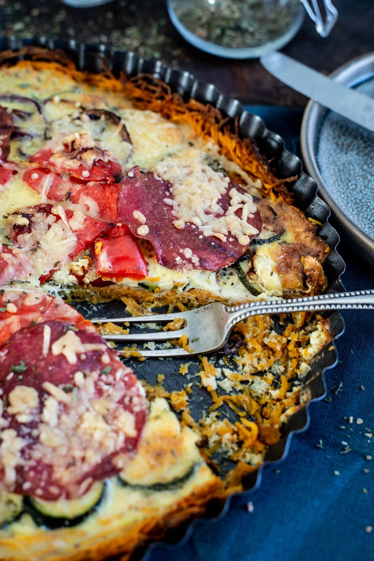 Quiche van zoete aardappel met gegrilde groenten 2 Quiche van zoete aardappel met gegrilde groenten